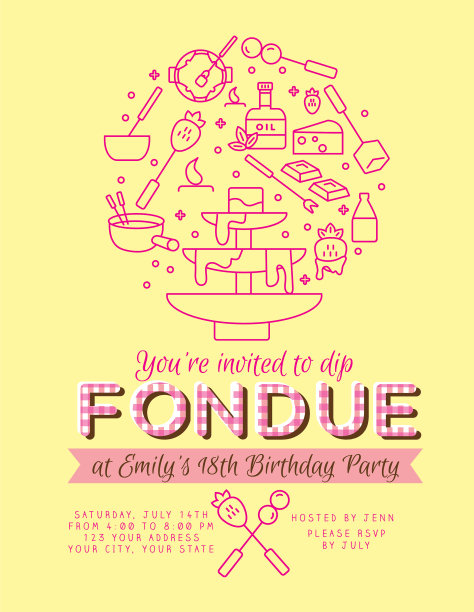 火锅派对邀请函设计模板图片下载