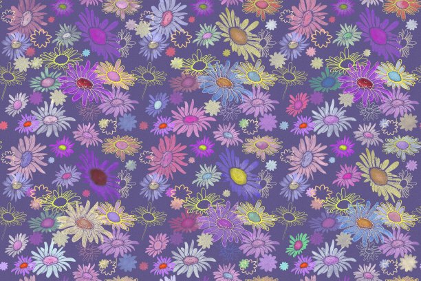 粉彩风格的多色花朵，不同程度的细节图片下载