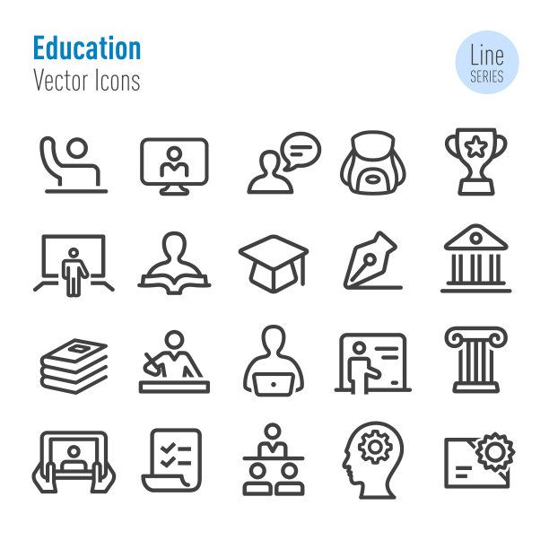 教育图标-向量线系列图片下载