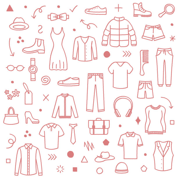 服装提供购物涂鸦图案插图图片下载