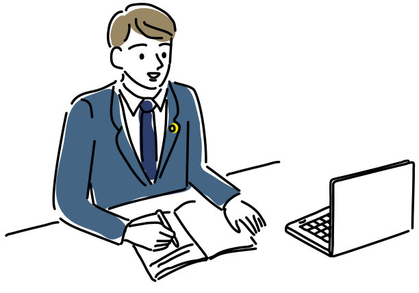 男子律师工作手绘插图图片下载