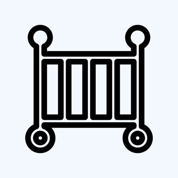 图标婴儿床。适合儿童的标志。行风格。简单的设计可编辑。设计模板向量。简单的说明图片下载