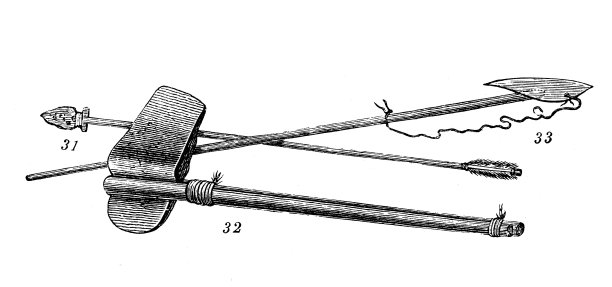 古董插图，民族志和土著文化:北美土著武器图片下载