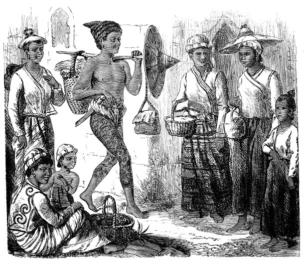 古董插图、民族志和土著文化:东亚，缅甸(缅甸)图片下载