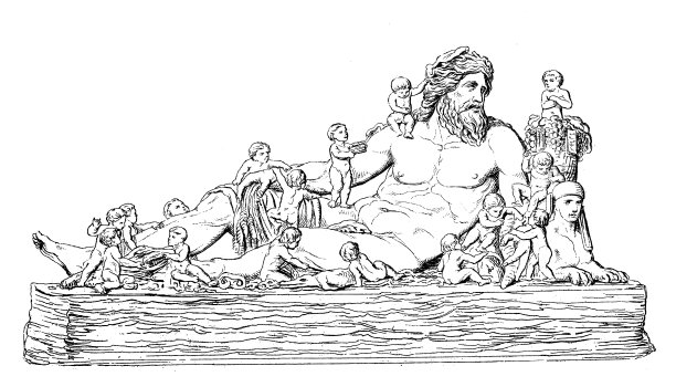 古董插图:罗马艺术，尼罗神雕像图片下载