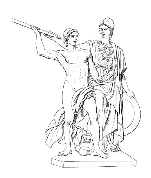 古董插图:Schievelbein的艺术、密涅瓦和勇士图片下载