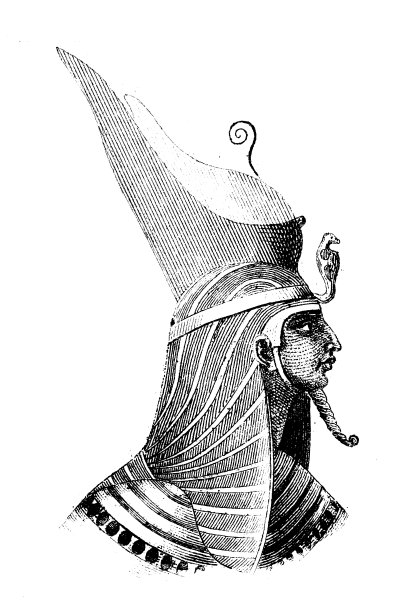 古董雕刻插图：埃及文明皇家头饰图片下载