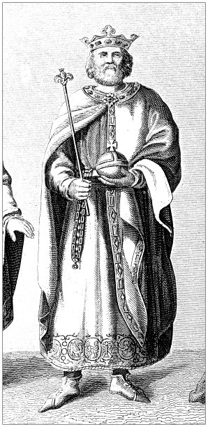 古董雕刻插图，文明:腓特烈一世，神圣罗马帝国皇帝图片下载