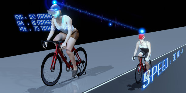 元宇宙Avatars虚拟现实眼镜锻炼自行车自行车元宇宙3D插图世界活动和游戏图片下载