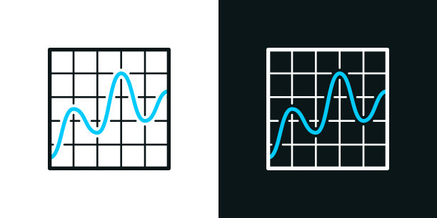 曲线图表。黑色或白色背景上的双色线图标-可编辑的笔画图片下载