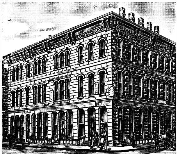 美国古董插图，明尼苏达州地标和公司:明尼阿波利斯，第一国家银行图片下载