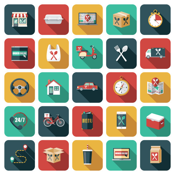 送餐图标套装图片下载