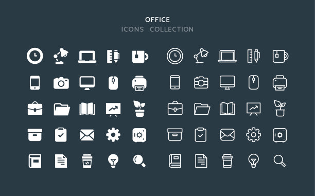 平面和直线办公图标图片下载