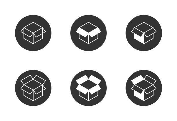 打开运输箱或开箱图标设置为空。包的象征。平面向量插图。图片下载