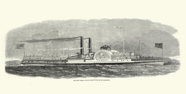 19世纪的新大陆哈德逊河汽船图片下载