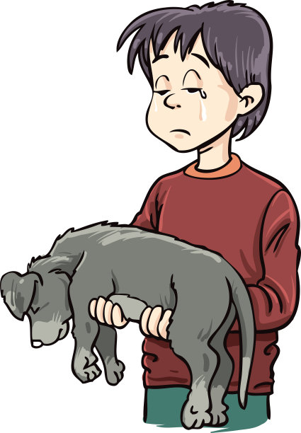悲伤的男孩和狗图片下载