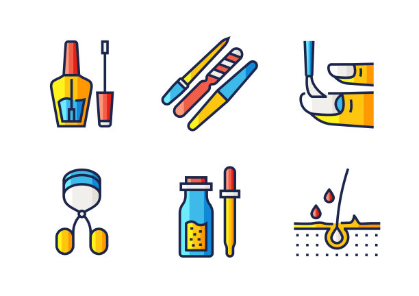 美容，身体护理和化妆品相关的线性平面图标和信息图形设计元素向量集图片下载