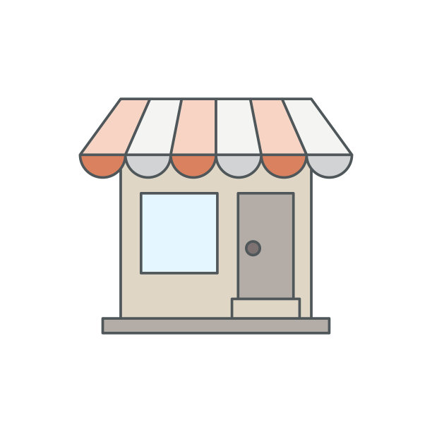 在线商店平线图标与可编辑的描边图片下载