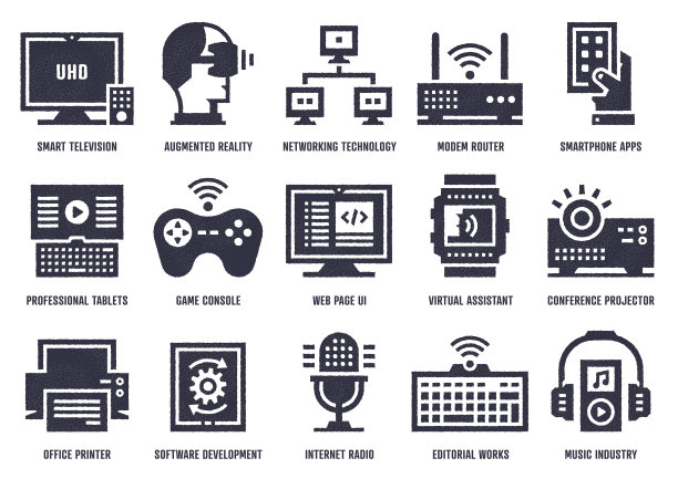 电子分配器矢量图标包与点画纹理效果图片下载