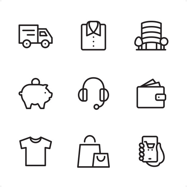 购物&电子商务-单线图标图片下载