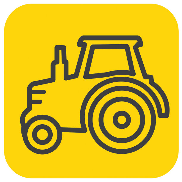 农场和农场拖拉机简单的轮廓线美术设计图标图片下载