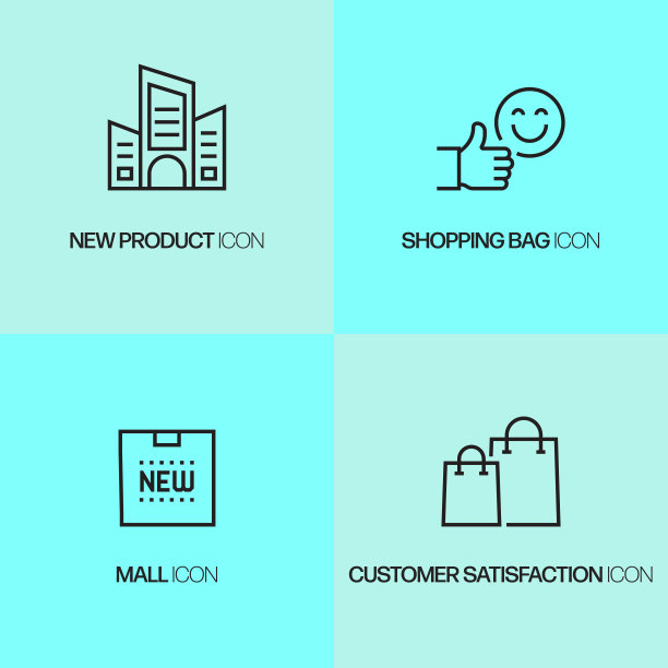 购物和零售相关的线路图标。向量符号说明。图片下载