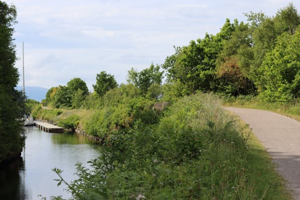 夏日阳光下的乡村运河拖径图片下载