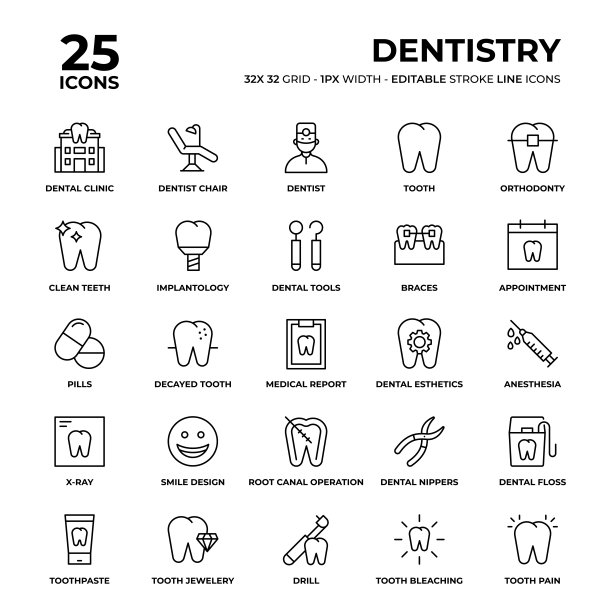 牙科线图标设置图片下载