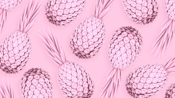 菠萝。3d渲染。热带。异国情调的水果。3 d演示。塑料。粉彩。3d菠萝背景。时髦的夏季概念。粉红色的。图片下载