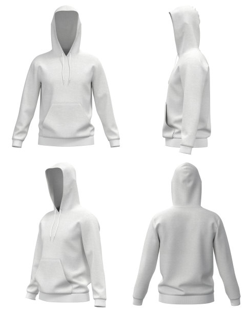 空白帽衫模板。连帽衫长袖，连帽衫设计模型，白色连帽衫图片下载