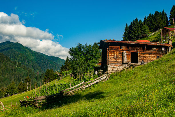 在艾德尔高原带花园的木制高原房子图片下载