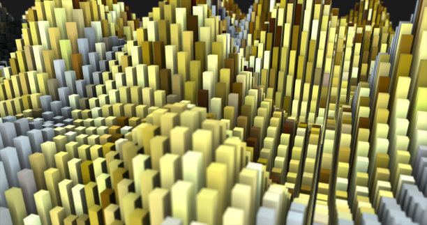 抽象的黄色景观未来的矩形移动波的背景图片下载