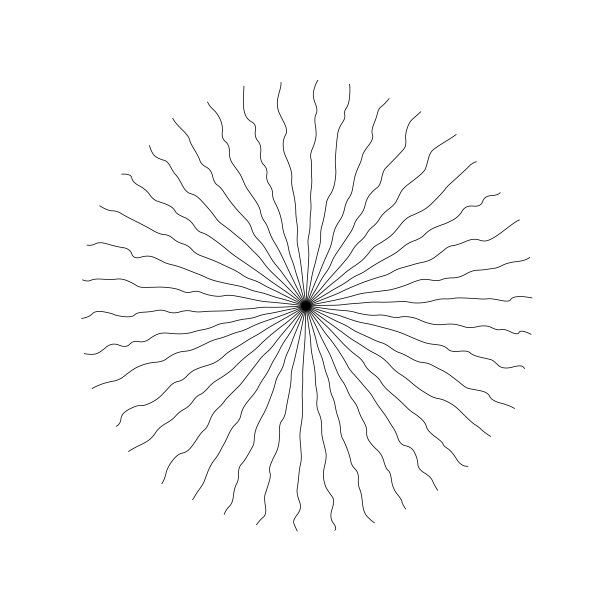 白色上呈放射状图案的黑色不均匀线条图片下载