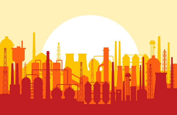 工业抽象天际线轮廓全景-矢量背景模式图片下载