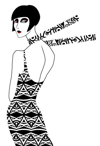 穿着复古连衣裙的时尚女孩图片下载