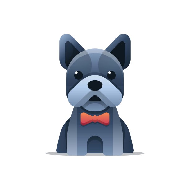 矢量插图小狗渐变彩色风格图片下载