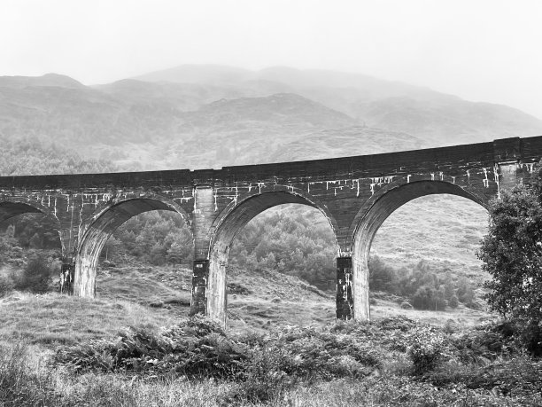 苏格兰高地的格伦芬南高架桥图片下载