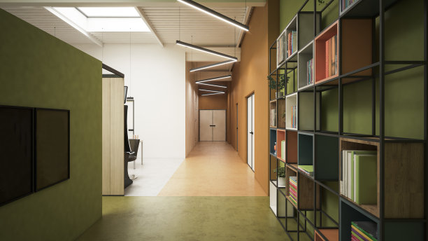 室内设计。电脑生成的办公室图像。建筑可视化。3D渲染。库存图片图片下载