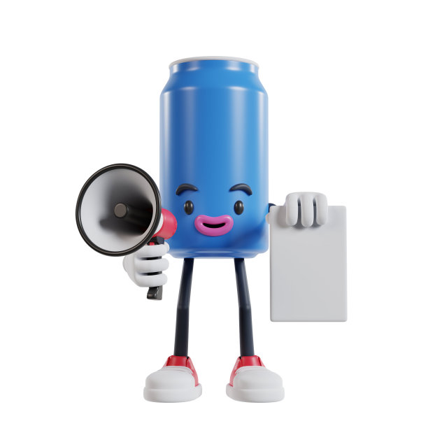 软饮料可以让卡通人物拿着宣传纸对着扩音器说话图片下载