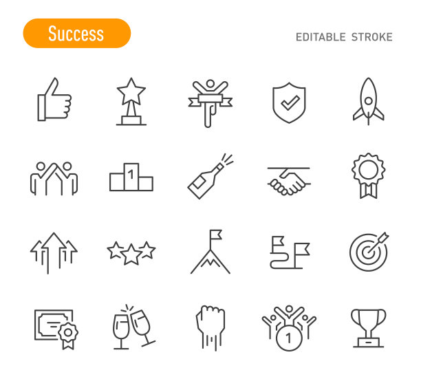 成功图标设置线系列-可编辑的笔触图片下载