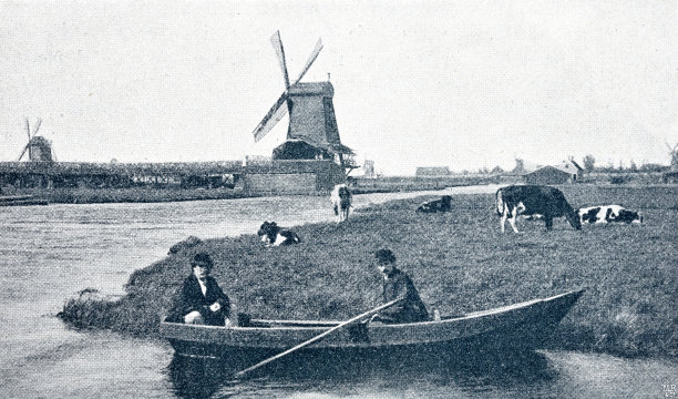 荷兰景观与风车图片下载