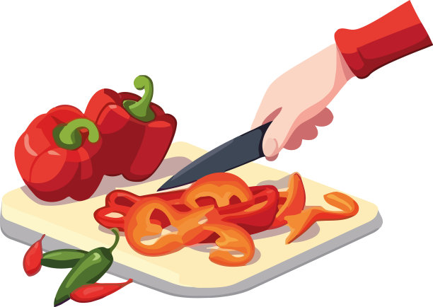 手持刀切鲜辣椒图片下载