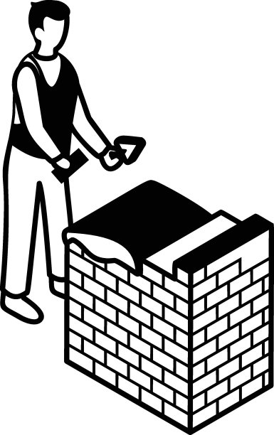 砖瓦匠等长概念，瓦匠矢量图标设计，工艺职业符号，爱好和艺术作品标志，创意人股票插图图片下载