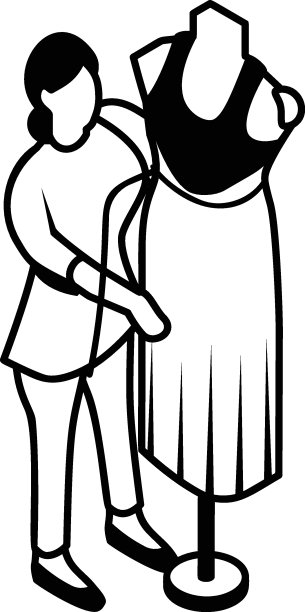 裁缝或更改专家等长概念，模式制造商或时尚顾问矢量图标设计，手工艺职业符号，爱好和艺术作品标志，创意人士股票插图图片下载