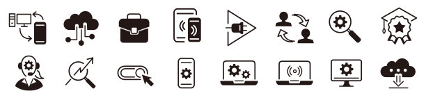 IT信息技术软件网络系统网站内容移动设备可编辑笔画图标集集合向量图片下载