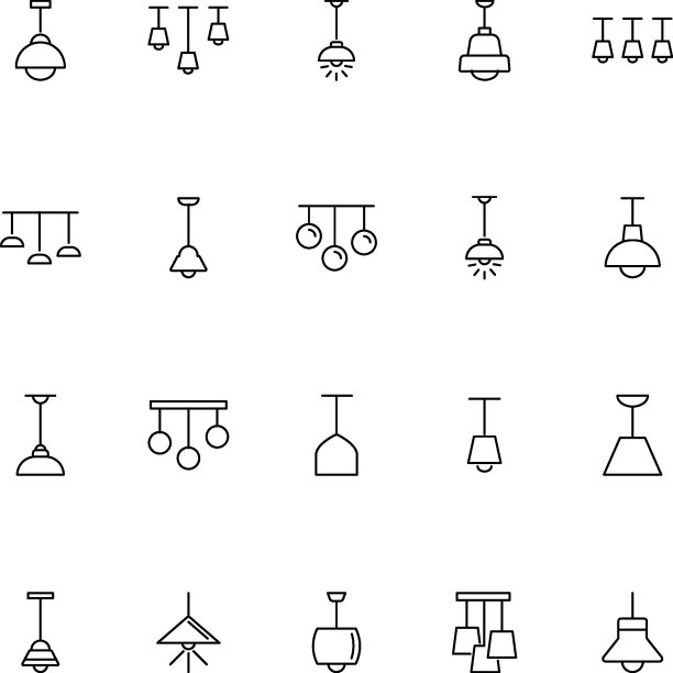 房屋灯线图标集。完美的网站，书籍，商店，商店。可编辑的笔画在极简主义的轮廓风格图片下载