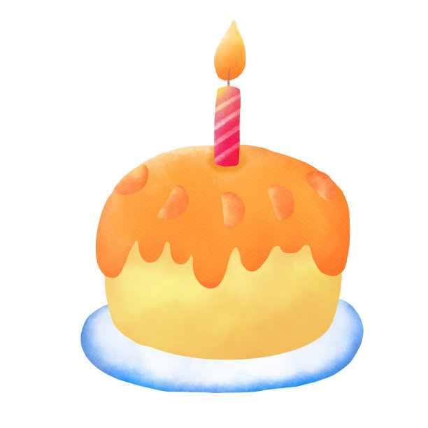 手绘水彩画生日蛋糕。图片下载