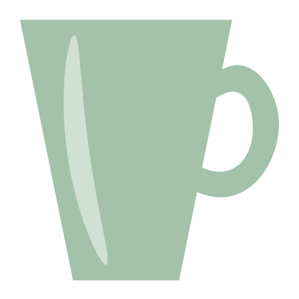 大陶瓷绿色杯茶或咖啡，矢量图片下载