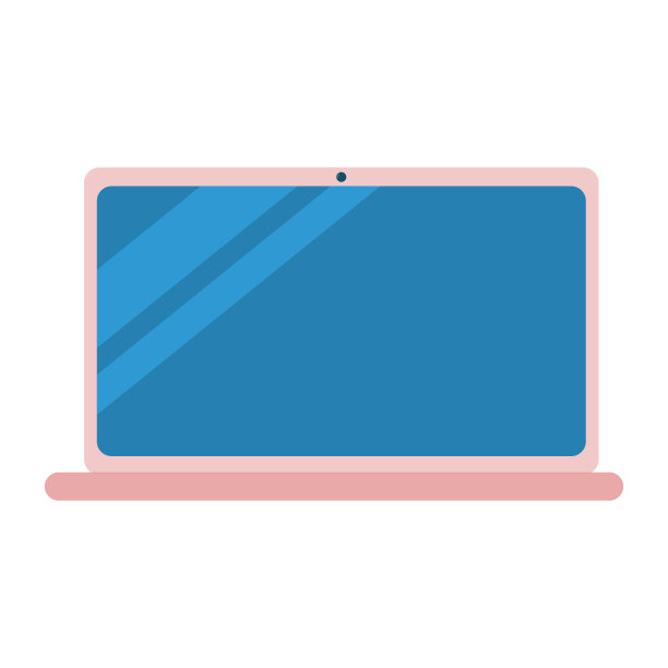 打开笔记本电脑，空屏幕，正面视图，平面矢量图片下载