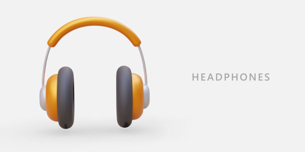 逼真的无线耳机。彩色的个人配件，听音乐，歌曲和电影图片下载